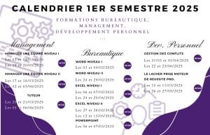 Calendrier des formations inter entreprise 2025 Bureautique Infographie Gestion des conflits Management